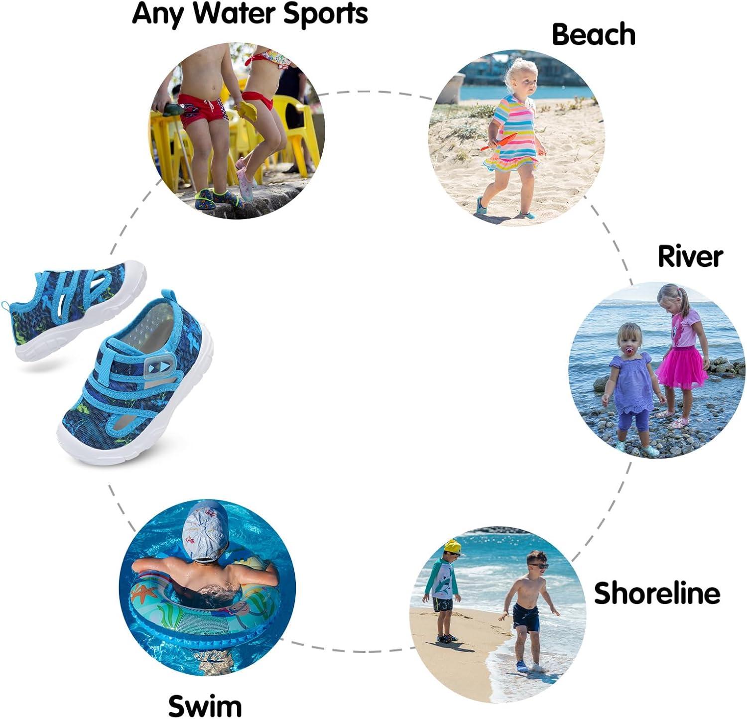 image:imageCentipede Demon Toddler Sandals for Boys Girls Kids Water Sandals Outdoor Breathable Aqua Shoes Summer Barefoot Shoes Lightweight Qucik Dry for Swim Pool BeachNavy Shark