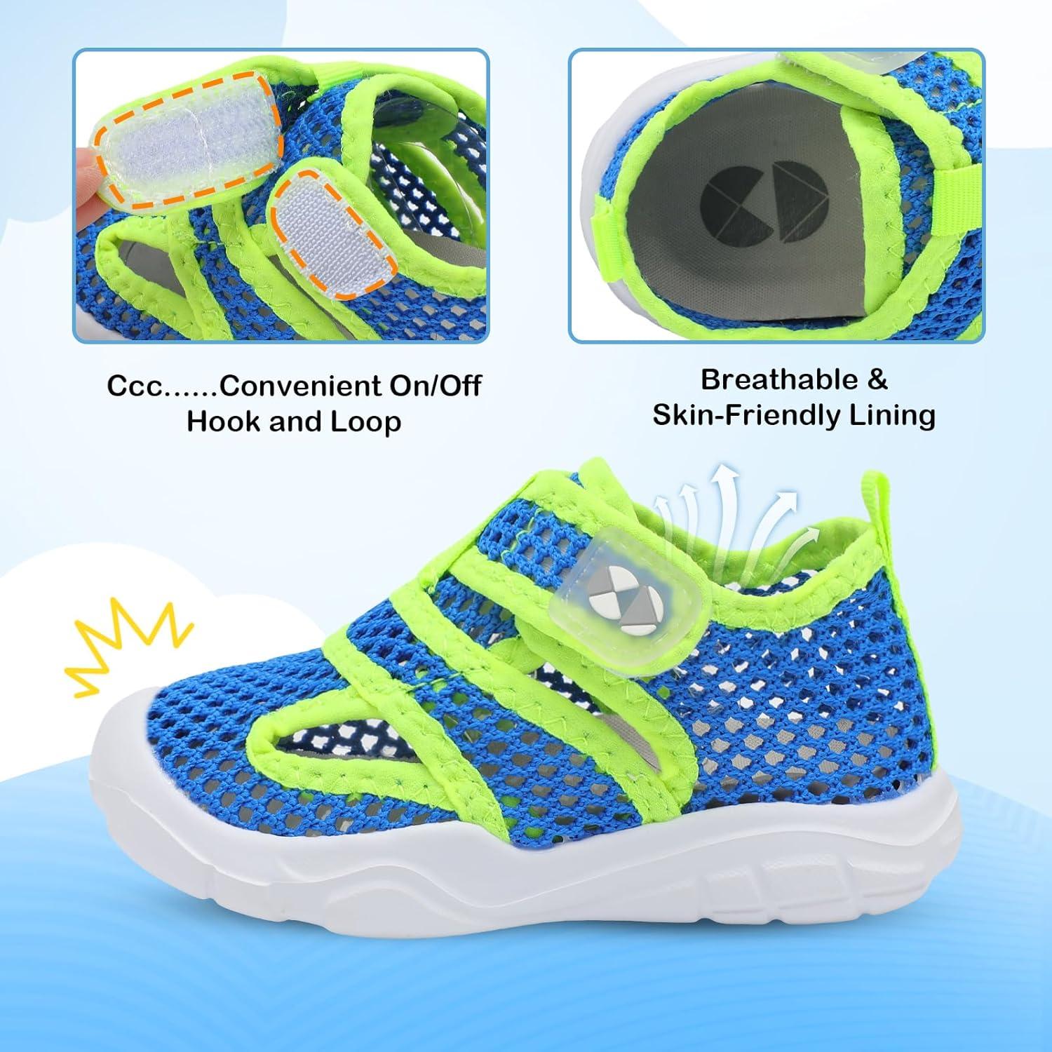 image:imageCentipede Demon Toddler Sandals for Boys Girls Kids Water Sandals Outdoor Breathable Aqua Shoes Summer Barefoot Shoes Lightweight Qucik Dry for Swim Pool BeachBlue Green