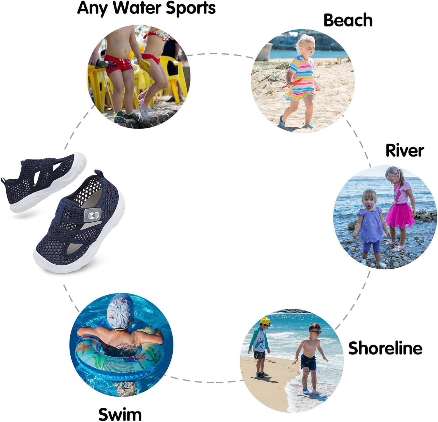 image:imageCentipede Demon Toddler Sandals for Boys Girls Kids Water Sandals Outdoor Breathable Aqua Shoes Summer Barefoot Shoes Lightweight Qucik Dry for Swim Pool BeachDark Blue