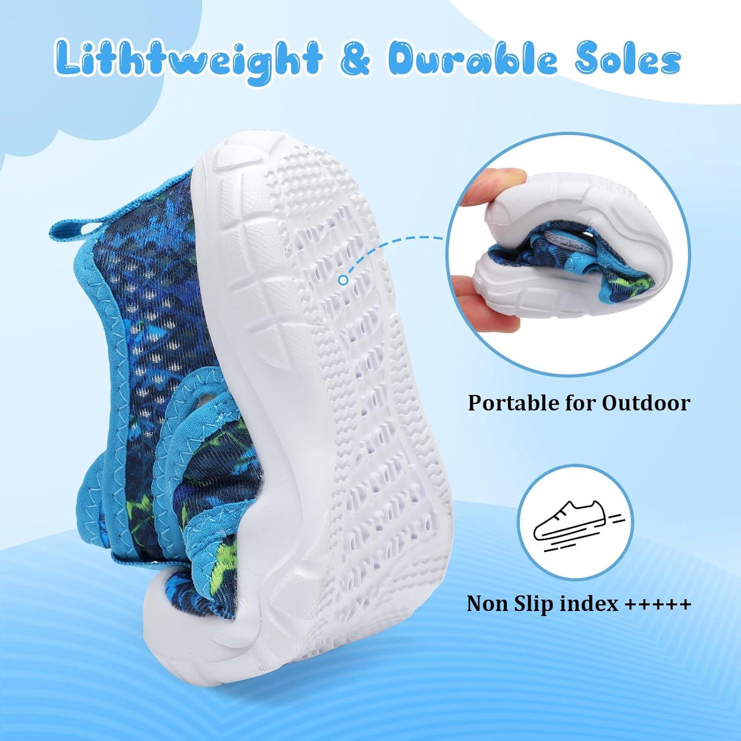 image:imageCentipede Demon Toddler Sandals for Boys Girls Kids Water Sandals Outdoor Breathable Aqua Shoes Summer Barefoot Shoes Lightweight Qucik Dry for Swim Pool BeachNavy Shark