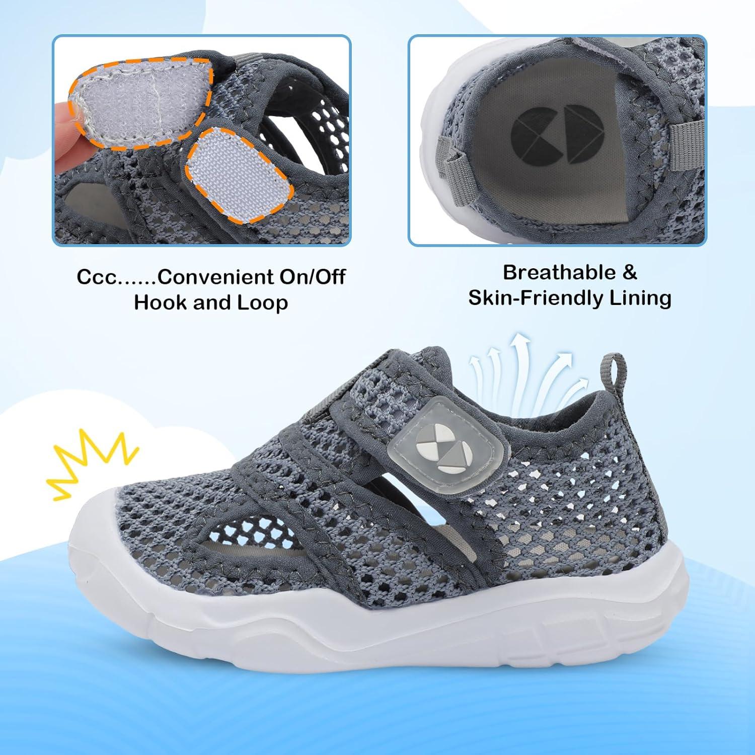 image:imageCentipede Demon Toddler Sandals for Boys Girls Kids Water Sandals Outdoor Breathable Aqua Shoes Summer Barefoot Shoes Lightweight Qucik Dry for Swim Pool BeachGrey