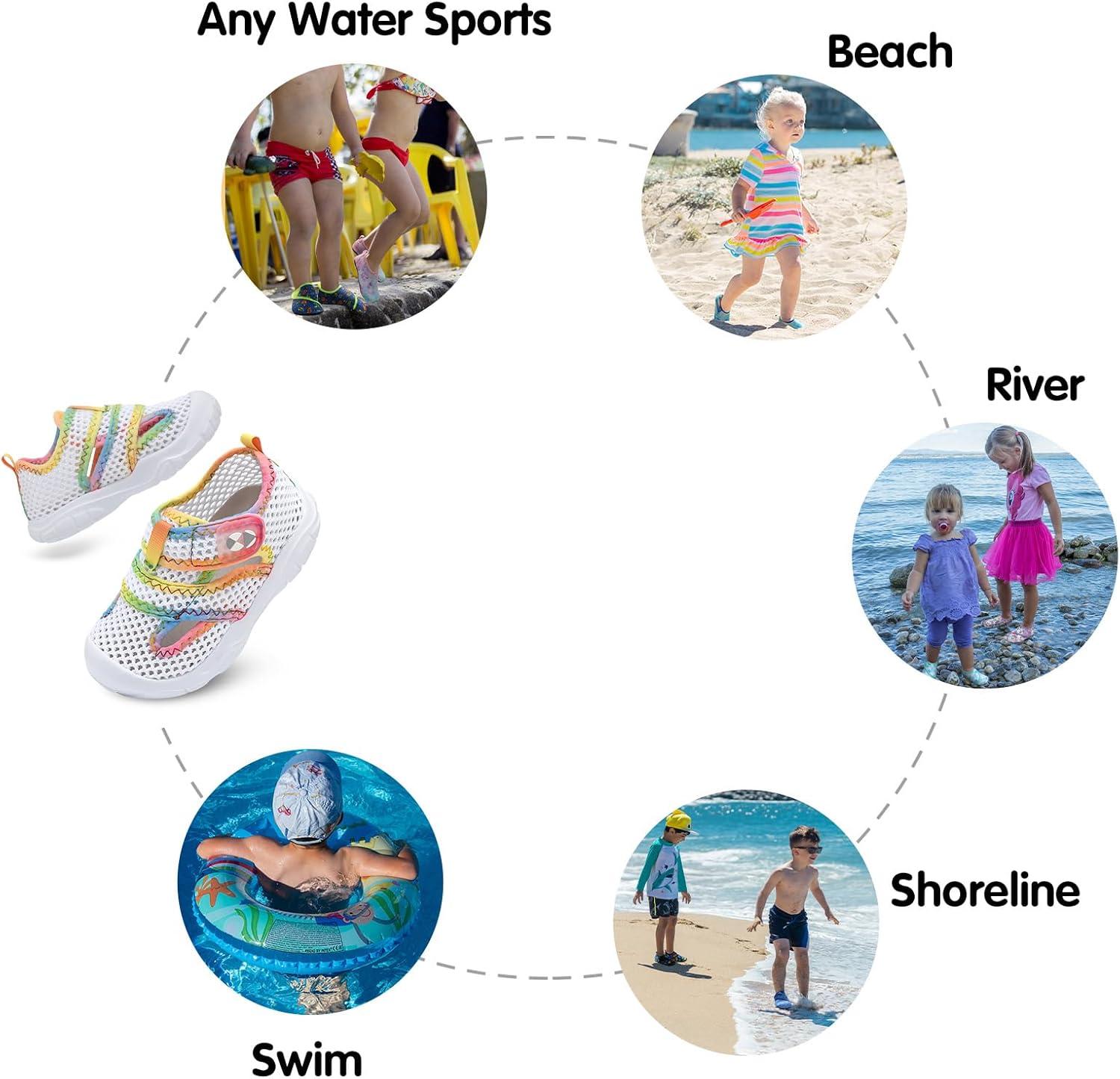 image:imageCentipede Demon Toddler Sandals for Boys Girls Kids Water Sandals Outdoor Breathable Aqua Shoes Summer Barefoot Shoes Lightweight Qucik Dry for Swim Pool BeachQc White