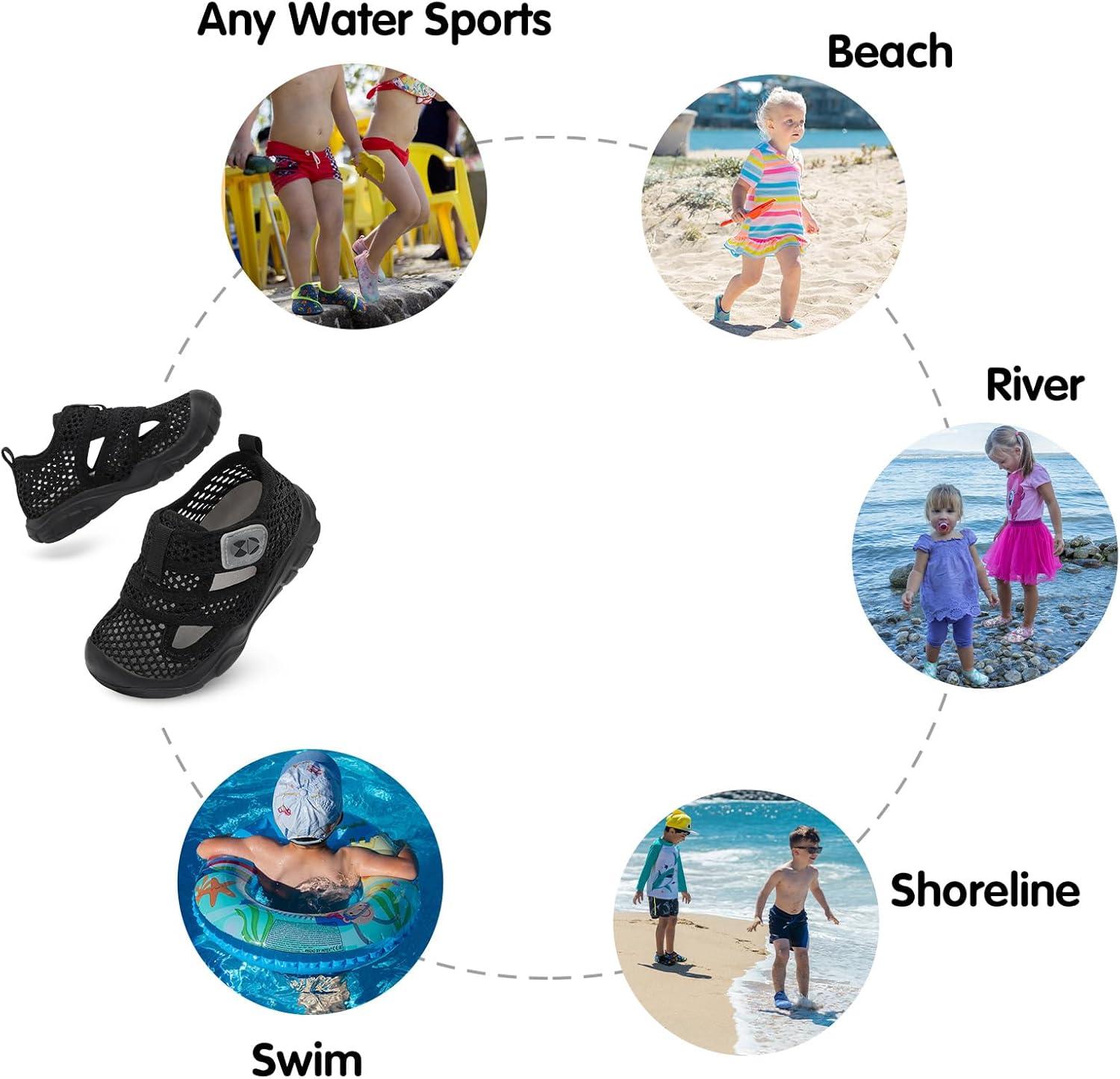 image:imageCentipede Demon Toddler Sandals for Boys Girls Kids Water Sandals Outdoor Breathable Aqua Shoes Summer Barefoot Shoes Lightweight Qucik Dry for Swim Pool BeachBlack