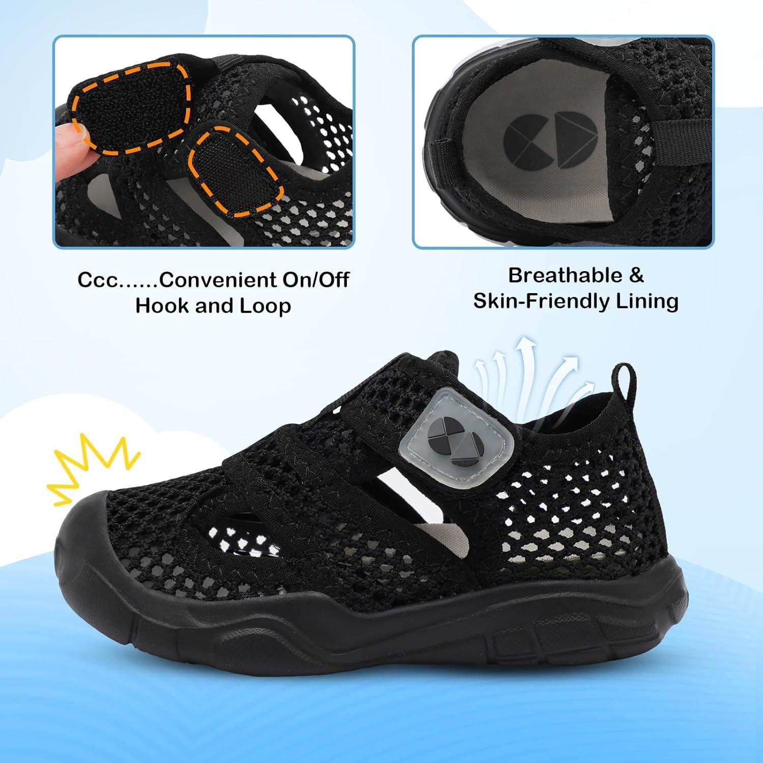 image:imageCentipede Demon Toddler Sandals for Boys Girls Kids Water Sandals Outdoor Breathable Aqua Shoes Summer Barefoot Shoes Lightweight Qucik Dry for Swim Pool BeachBlack