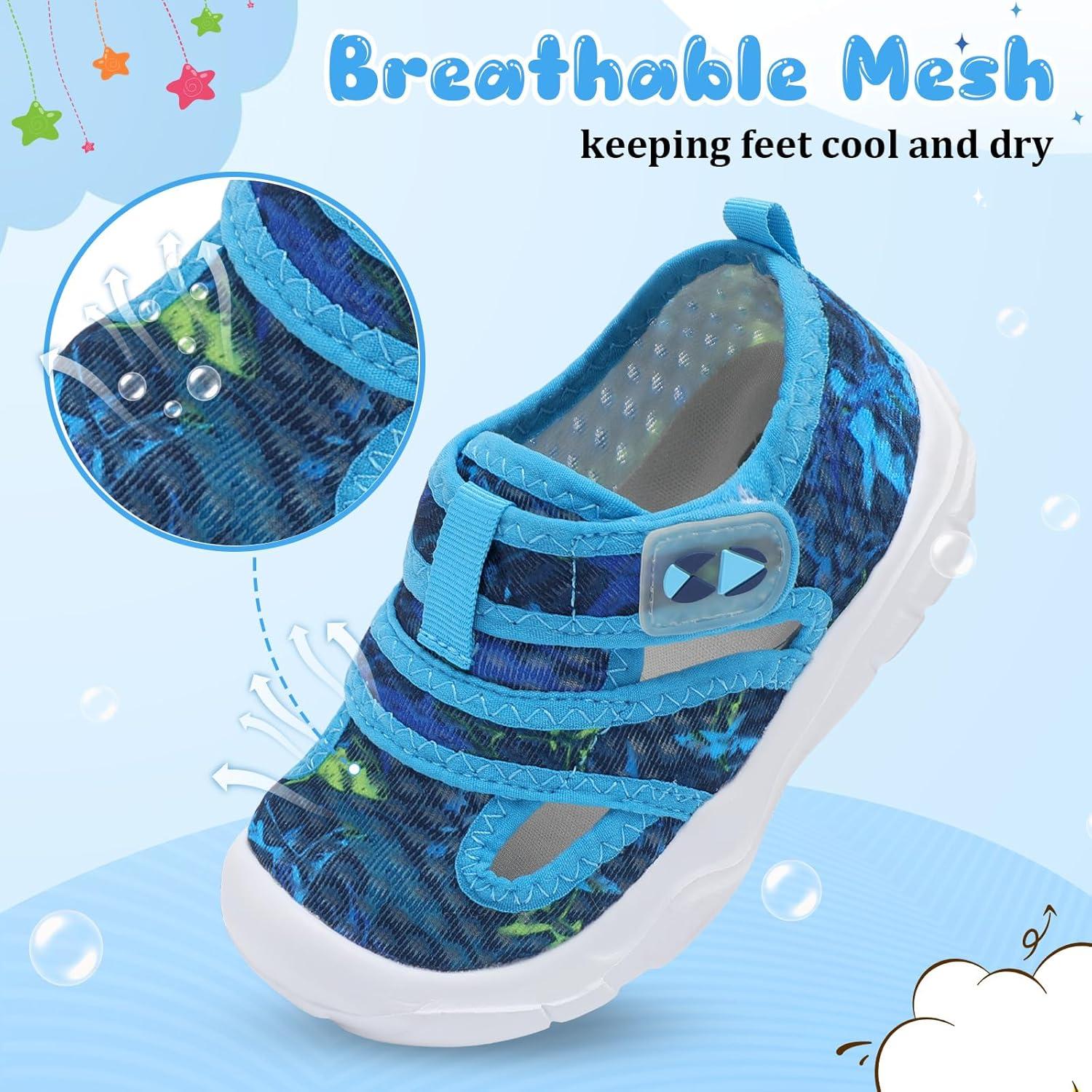image:imageCentipede Demon Toddler Sandals for Boys Girls Kids Water Sandals Outdoor Breathable Aqua Shoes Summer Barefoot Shoes Lightweight Qucik Dry for Swim Pool BeachNavy Shark