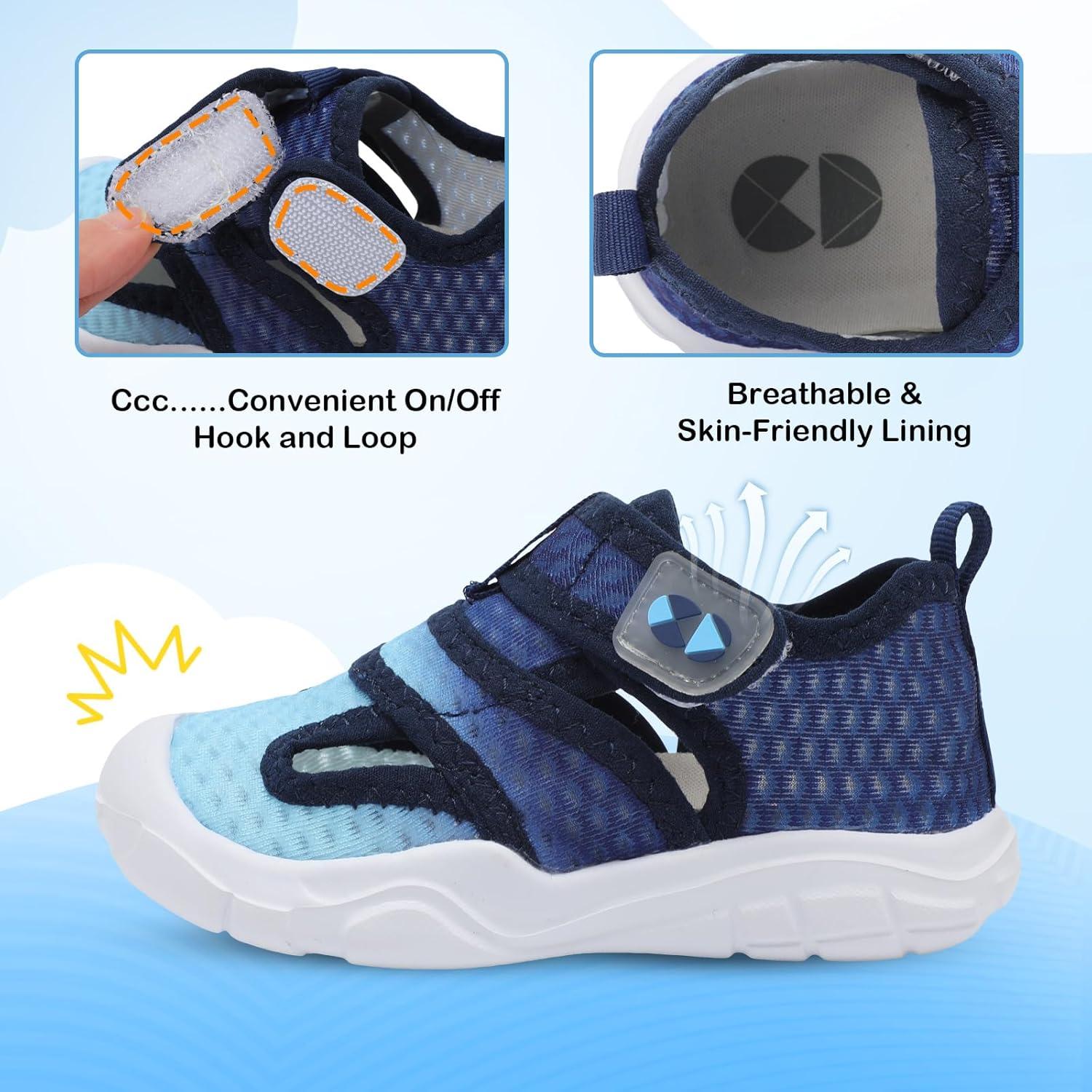 image:imageCentipede Demon Toddler Sandals for Boys Girls Kids Water Sandals Outdoor Breathable Aqua Shoes Summer Barefoot Shoes Lightweight Qucik Dry for Swim Pool BeachJb Navyliblue