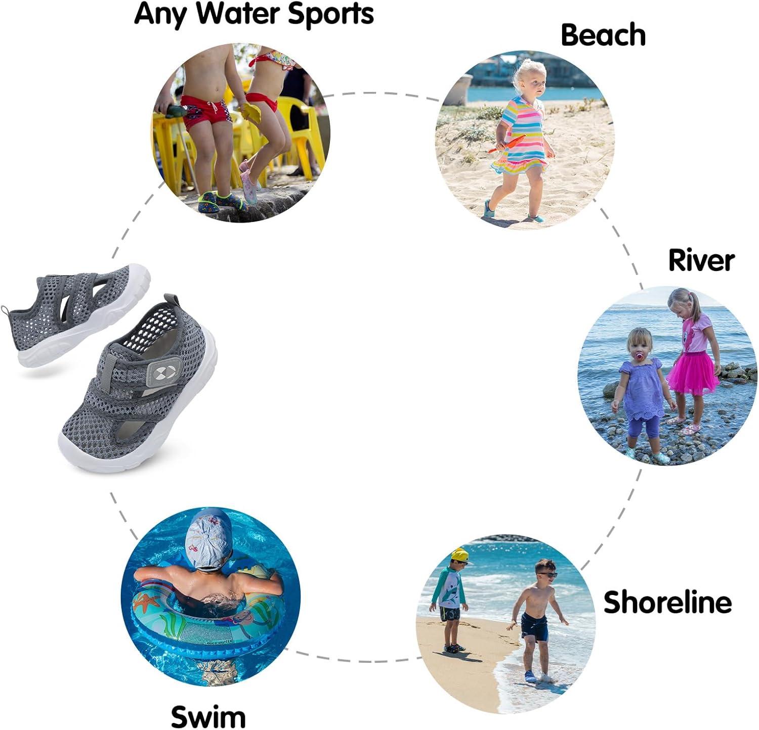 image:imageCentipede Demon Toddler Sandals for Boys Girls Kids Water Sandals Outdoor Breathable Aqua Shoes Summer Barefoot Shoes Lightweight Qucik Dry for Swim Pool BeachGrey