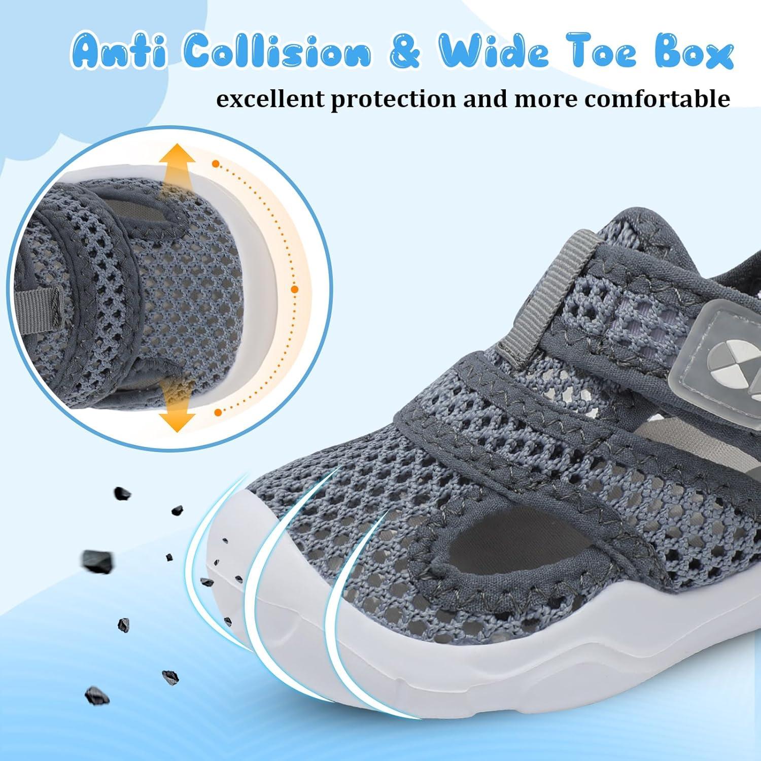 image:imageCentipede Demon Toddler Sandals for Boys Girls Kids Water Sandals Outdoor Breathable Aqua Shoes Summer Barefoot Shoes Lightweight Qucik Dry for Swim Pool BeachGrey