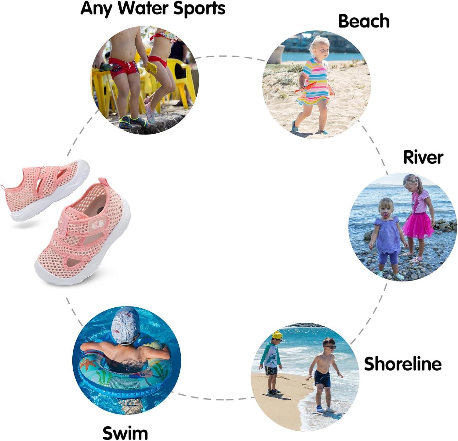 image:imageCentipede Demon Toddler Sandals for Boys Girls Kids Water Sandals Outdoor Breathable Aqua Shoes Summer Barefoot Shoes Lightweight Qucik Dry for Swim Pool BeachPink