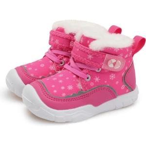 Centipede Demon Toddler Boots Boys Girls Winter Boots Waterproof Fleece Kids Snow Boots Faux Fur Booties Warm Walking Shoes for Indoor Outdoor(Rose Snow)