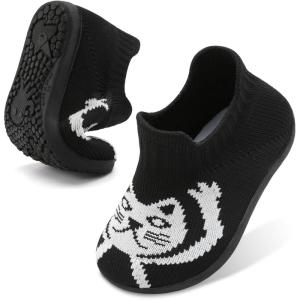 Centipede Demon Toddler Girls Boys Barefoot Sock Shoes Breathable Soft House Slippers Baby Infants Indoor Outdoor Walking Shoes Slipper Sneakers with Rubber Sole(Cat Black )