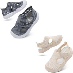 Centipede Demon Toddler Sandals Boys Girls Kids Swim Beach Water Shoes Set of 2 Pairs Size 7-7.5 Toddler Grey Beige