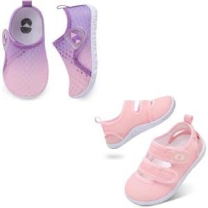 Toddler Water Shoes for Boys Girls Swim Beach Kids Aqua Socks Set of 2 Pairs Size 7 Toddler Mesh Gradation Purple Pink