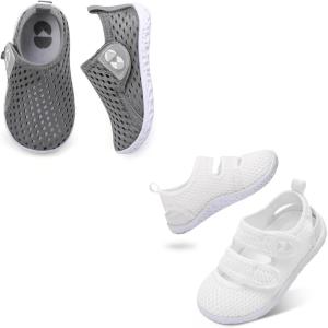 Toddler Water Shoes for Boys Girls Swim Beach Kids Aqua Socks Set of 2 Pairs Size 7 Toddler Mesh Grey White
