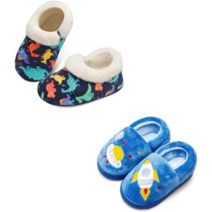 Centipede Demon Toddler Slippers for Boys Girls Slip On Kids House Shoes Set of 2 Pairs Size 7 Toddler Dinosaur and Blue