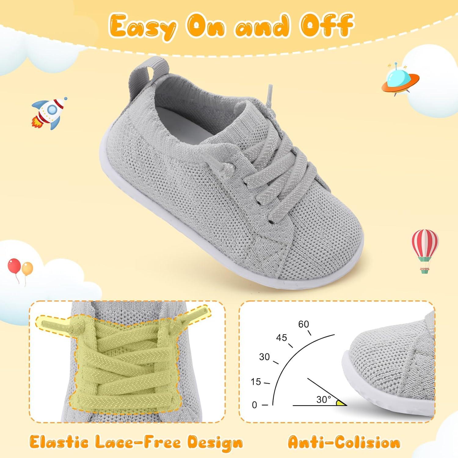 image:imageCentipede Demon Baby Shoes Baby Boy Girl First Walking Shoes Breathable Barefoot Infant Shoe Lightweight Slip On Sneakers Soft Sock ShoeLight Grey