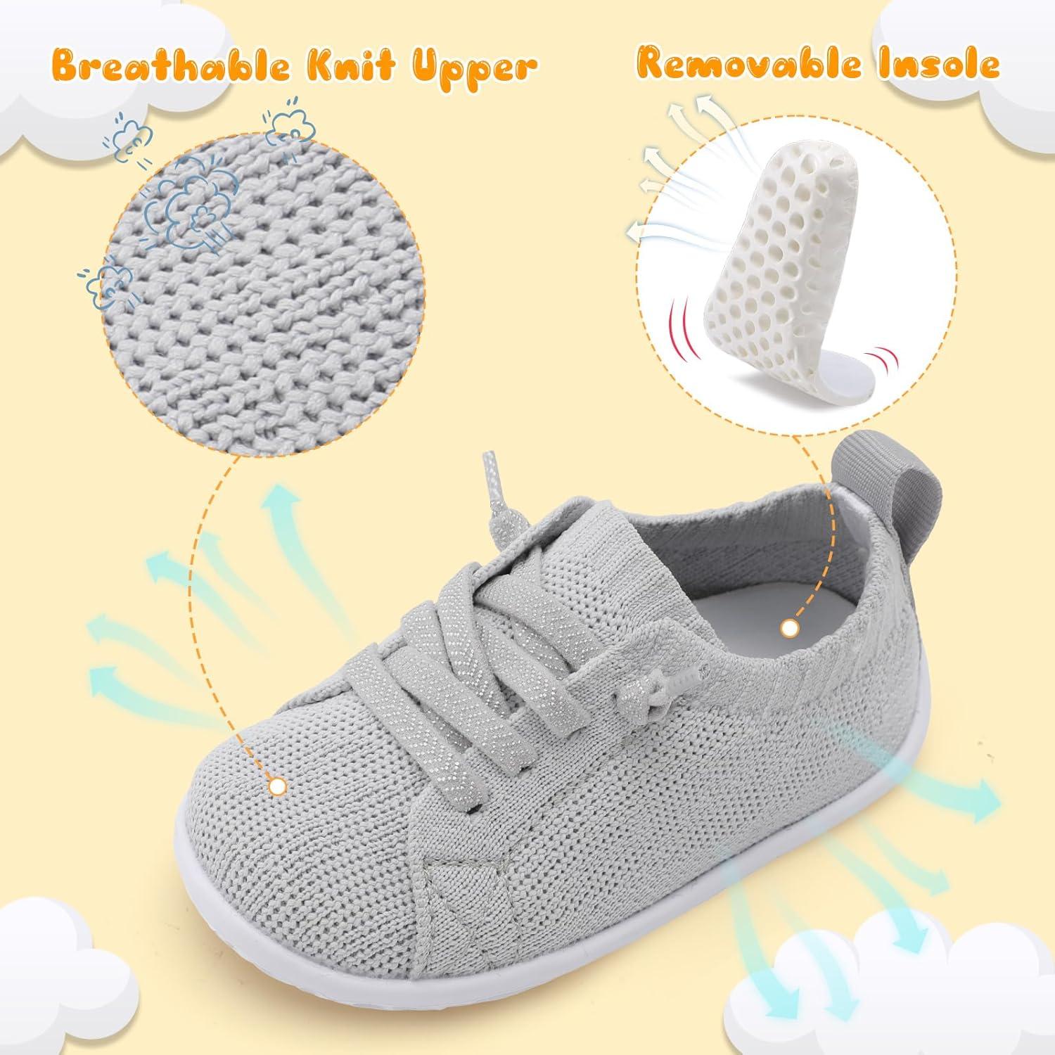 image:imageCentipede Demon Baby Shoes Baby Boy Girl First Walking Shoes Breathable Barefoot Infant Shoe Lightweight Slip On Sneakers Soft Sock ShoeLight Grey